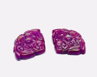 Pair of Natural Ruby Carvings | Hand-Carved Premium Rubies | Matching Gemstone Pair for Earrings, Pendant & Fine Jewelry Making