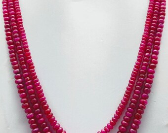 716 Cts Enhanced Ruby Oval Shape Carved Beads Womens Necklace JK 01E362