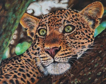 Hand-Painted Leopard Acrylic Painting | Wildlife Art, 30x40 cm