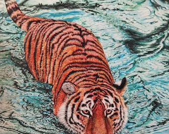 Hyperrealistic Tiger Painting: Wildlife Art on Canvas (50x70 cm)
