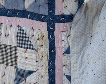 Vintage Star Patchwork Quilt: Handmade Americana Cottage Bedding