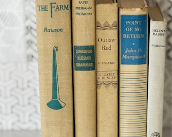 Neutral Vintage Books | Beige Cream Decorative Books, Minimalist Shelf Styling