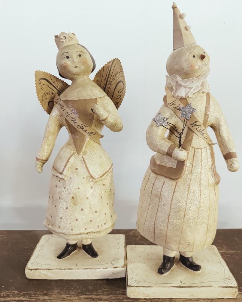 Vintage Nicole Sayre Folk Art Christmas Figurine: Queen of the