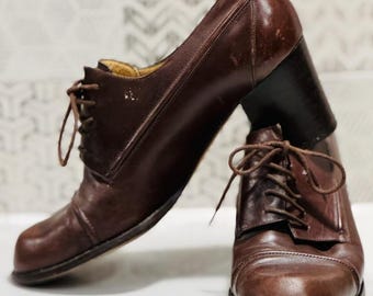 Vintage Coach New York Brown Leather Cap Toe Oxfords – Made in Italy Size 7.5B