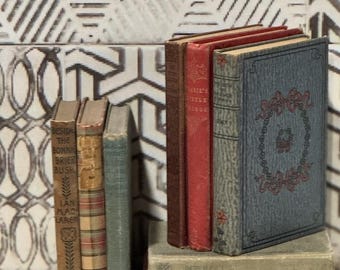 Small Vintage Book by Color Bundle | Set of 3 Antique Bookshelf Decor, Styling Props