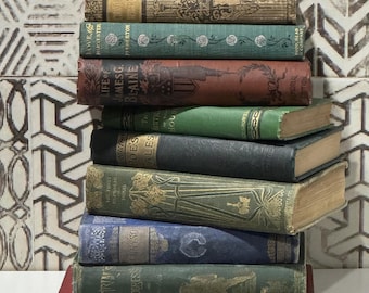 Antique 1800s Ornate Book Bundle: Bookshelf Decor Bundle (3, 5, or 7 Books)