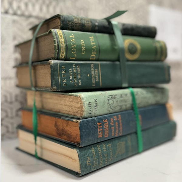 Vintage Book Bundle, Decorative Books by Color, Shelf Styling Decor