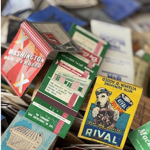 Colección de portadas de cajas de cerillas antiguas – Lotes de material publicitario retro (10-50 unidades) imagen 1