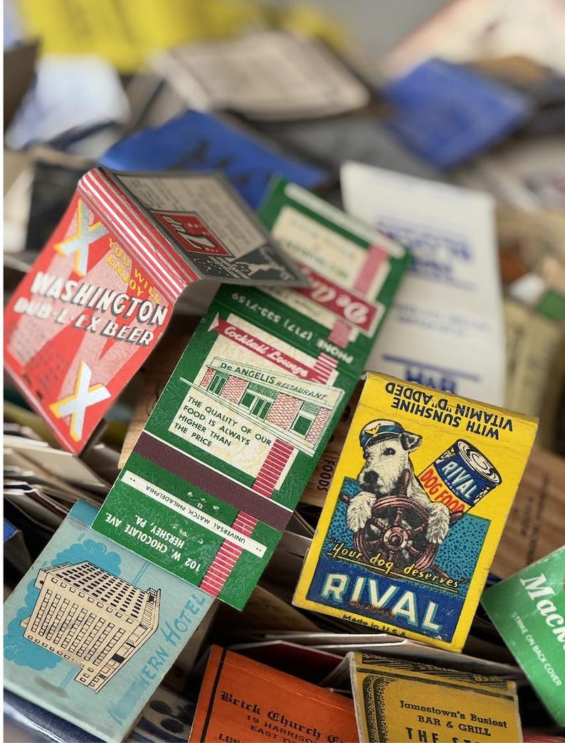 Colección de portadas de cajas de cerillas antiguas – Lotes de material publicitario retro (10-50 unidades) imagen 1