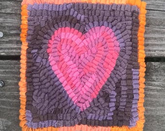 Pink Heart Rug Hooking Kit: Beginner DIY Fiber Art (6x6.5")