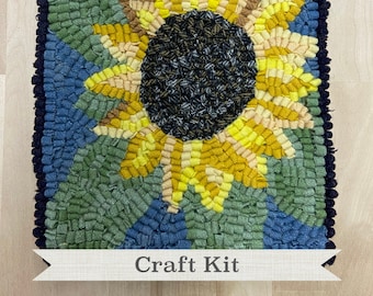 Sunflower Rug Hooking Kit: Anfänger DIY Wolle Handwerk (19,5x21,5 cm)