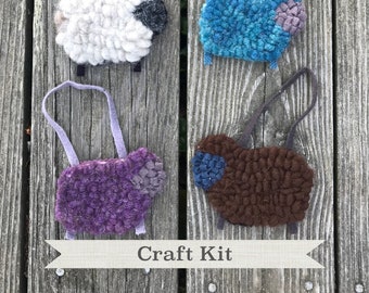 Rug Hooking Kit: DIY Wool Sheep Ornaments - Makes Four