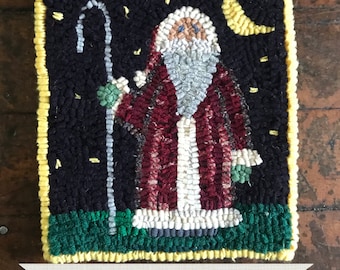 Rug Hooking Kit - Folky Santa Complete 8.5 x 9.5" Primitive Beginner Fiber Art Project