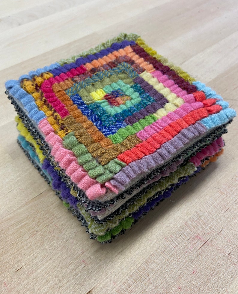 Rug Hooking Kit DIY Wool Coaster Kit Hit and Miss Etsy