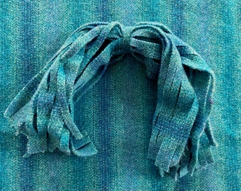 Aqua Ombre Wool Strips: Rug Hooking & Quilting Supplies