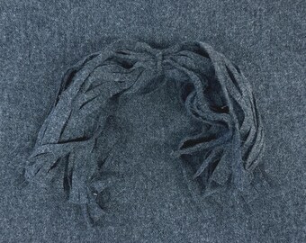 Textured Dark Grey Wool Strips: Rug Hooking, Quilting (8x13 inch)