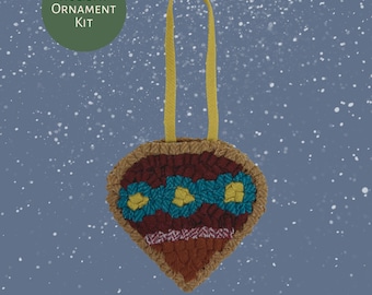 LIMITED EDITION December 2023 Rug Hooking Holiday Ornament Kit - Make One 4 inch Wool Seasonal Ornament!
