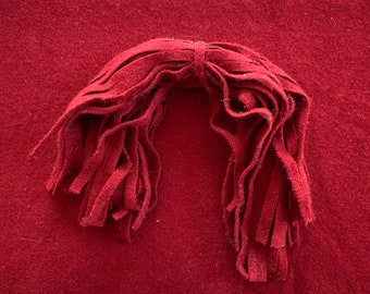 Deep Apple Red Wool Strips: Rug Hooking, Quilting (8x13")