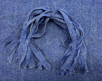 Blue Herringbone Wool Rug Hooking Strips: Quilting, Penny Rugs