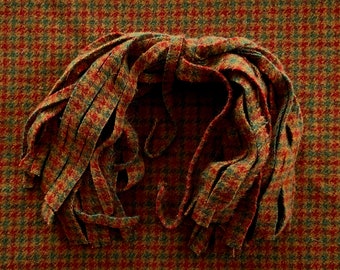 Brown Houndstooth Wool Strips: Rug Hooking, Quilting (8x13")