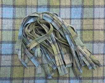 Pastel Plaid Wool Strips: Rug Hooking, Quilting (8x13 inches)
