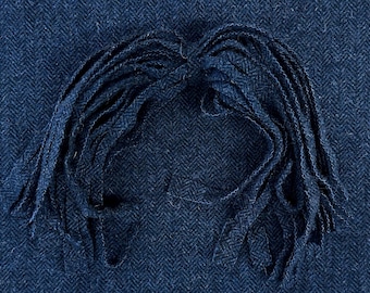 Navy Blue Herringbone Wool Strips: Rug Hooking, Quilting (8x13 inch)