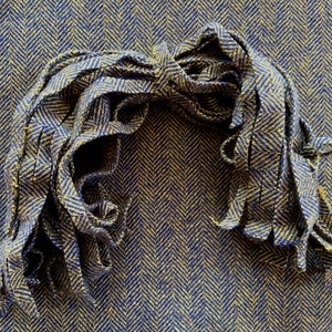 Rug Hooking Wool Strips or Swatch - Blue & Yellow Herringbone - 100% Wool - 8 by 13&quot; - Rugs, Quilts, Penny Rugs- Three Widths to Choose From