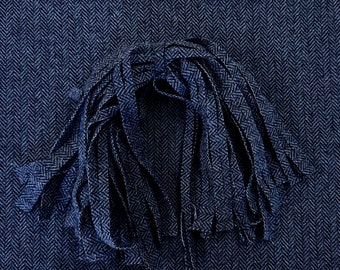Charcoal Herringbone Wool Strips: Rug Hooking, Quilting (8x13 inch)