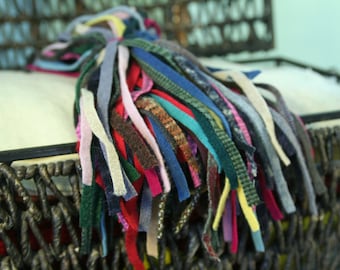 Hand Cut Wool Strips: Mixed Colors for Rug Hooking