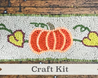 Rug Hooking Kit - Harvest Runner Complete 6 x 20 inch Primitive Fiber Art Kit on Your Choice of Foundation