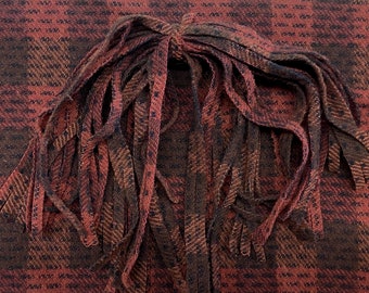 Wool Rug Hooking Strips: Brown & Red Check, Quilting Supplies