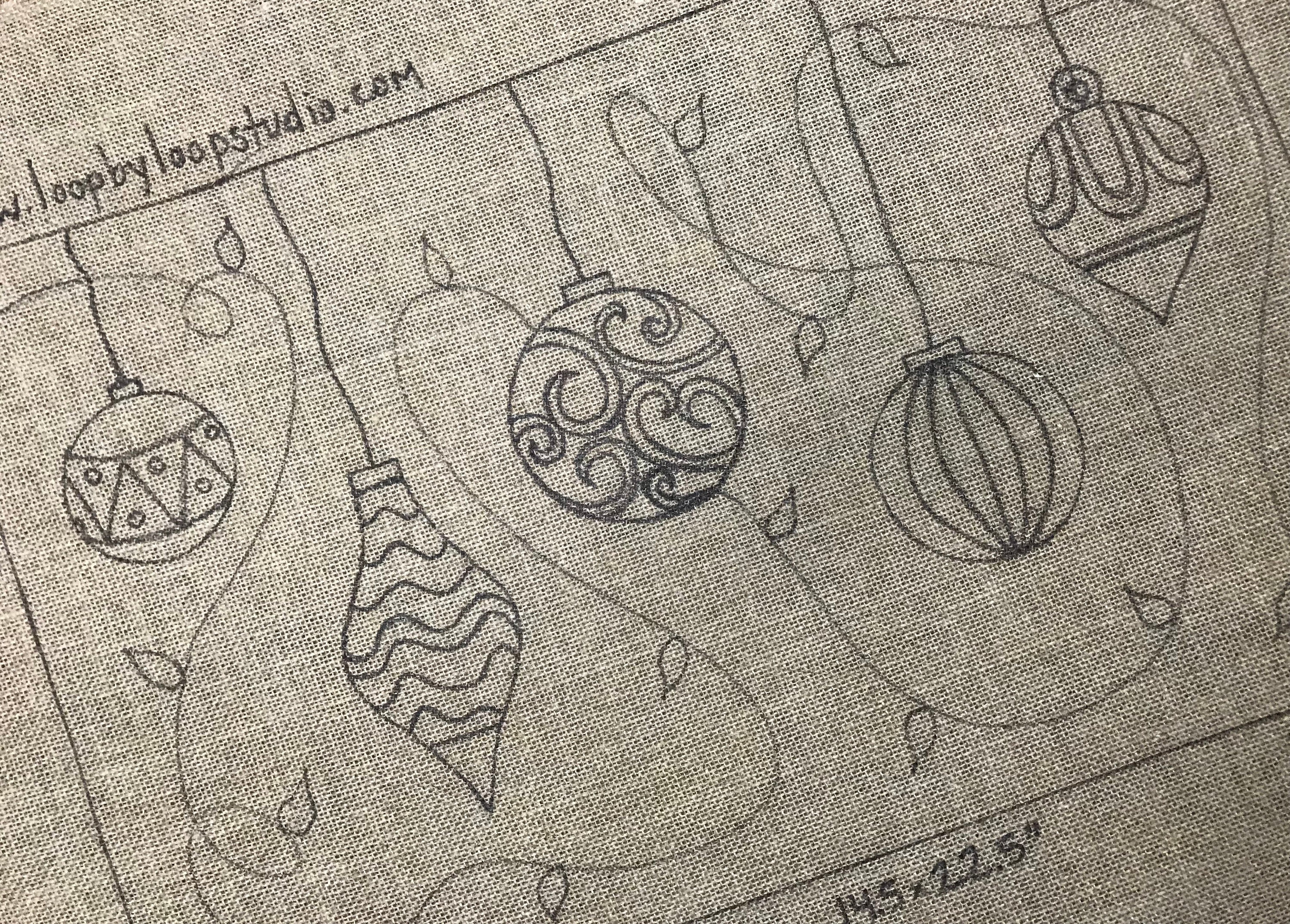 Ornament Pattern Rug Hand Drawn Ornament Rug Hooking Pattern: 14.5x22.5 Inch Linen or Monks ...