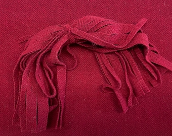 Apple Red Herringbone Wool Strips: Rug Hooking & Quilting (8x13")