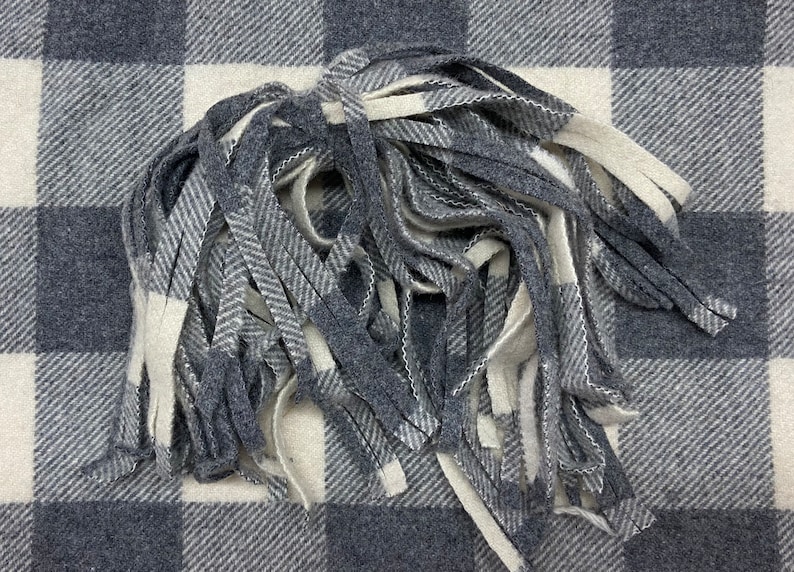 Rug Hooking Wool Strips or Swatch White & Gray Plaid LIMITED EDITION 100% Wool 8 x 13 inches For Rug Hooking, Quilting, Penny Rugs image 1