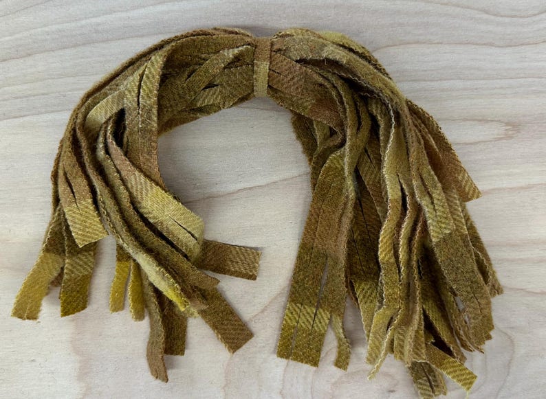 Rug Hooking Wool Strips or Swatch Overdyed Yellow Check 100 Wool 8 by