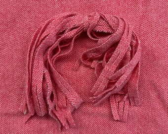 Salmon Herringbone Wool Strips: Rug Hooking & Sewing (8x13 inches)