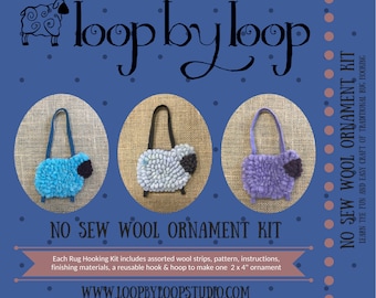 Fuzzy Sheep Rug Hooking Kit: No Sew Wool Ornament