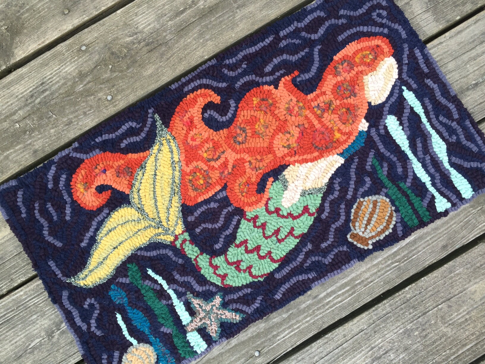 Rug Hooking Kit Make Your Own Hooked Rug Deep Sea Mermaid Etsy