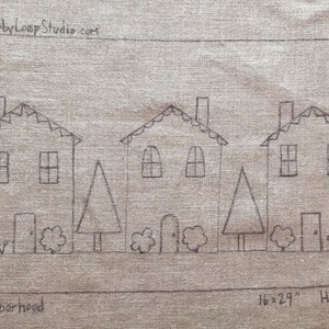 The Neighborhood  - Original Hand Drawn 16 x 29 inch Rug Hooking Pattern on Your Choice of Foundation