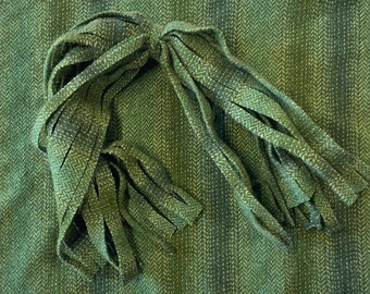 Dark Forest Green Ombre Wool Strips: Rug Hooking, Quilting (8x13 inches)