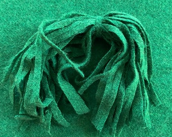 Bright Grass Green Wool Rug Hooking Strips: 8x13 inch Felted Quilting Supply