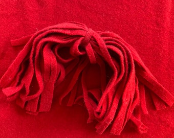 Strisce di lana rosso brillante: uncinetto per tappeti, forniture per quilting (8x13 pollici)
