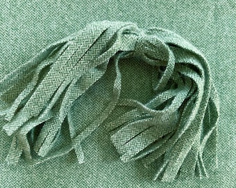 Rug Hooking Wool Strips or Swatch - Green Herringbone 100% Wool - Roughly 8 by 13 inches - For Rug Making, Sewing, and More!