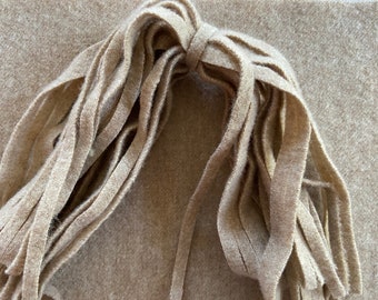 Oatmeal Tan Wool Strips: Rug Hooking, Quilting (8x13 inch)