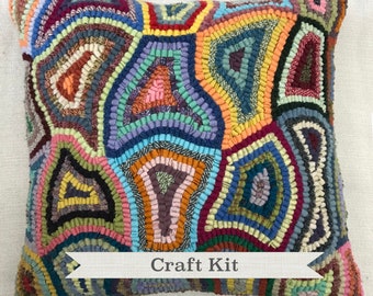 Teppich Hook Kit: Abstraktes Wollkissen, 12-Zoll-Fiber Art