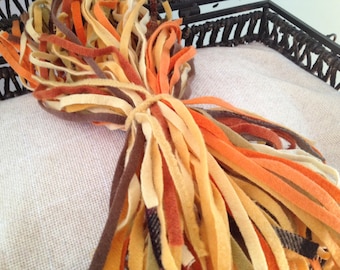 Yellow & Orange Wool Strips (100): Hand Cut Rug Hooking Supply