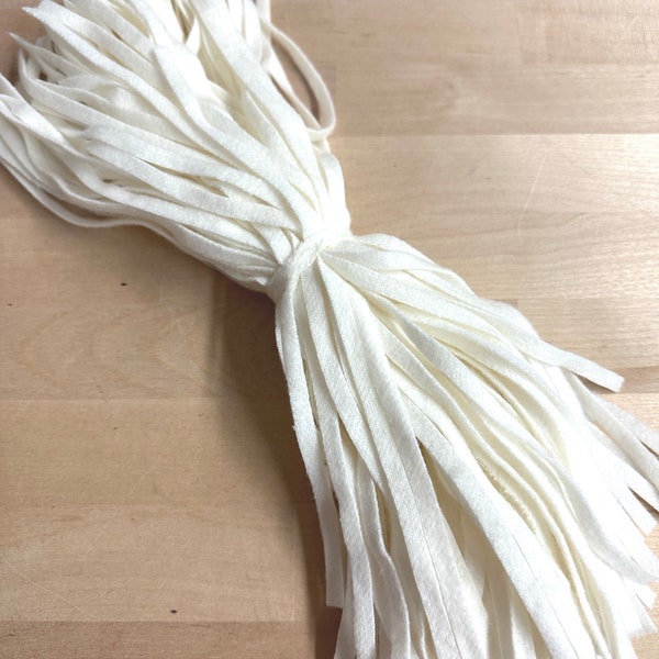 Bright White Rug Hooking Wool - 100 #4, #6, or #8 Sized Hand Cut Wool Strips for Rug Hooking, Punch Needle, or Weaving