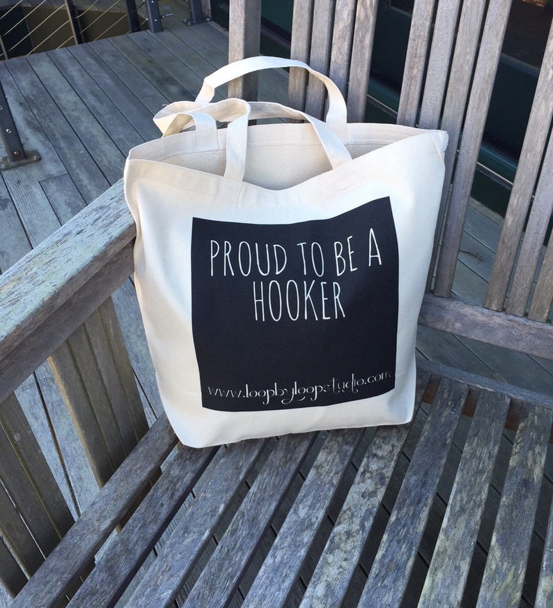Proud to be a Hooker Canvas Tote for Fiber Artists Crochet Artists FREE SHIPPING for US Customers Rug Hookers