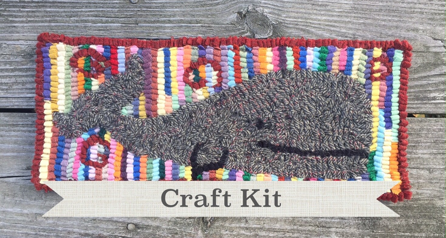 Rug Hooking Kit Striped Whale Complete 6 by 15 Inch Fiber - Etsy
