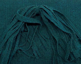 Green & Navy Herringbone Wool Rug Hooking Strips (8x13 inch)